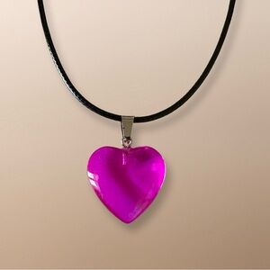⭐️ 5 for $25 Heart Shaped Crystal Glass Pendant Necklace on a Black Cord
